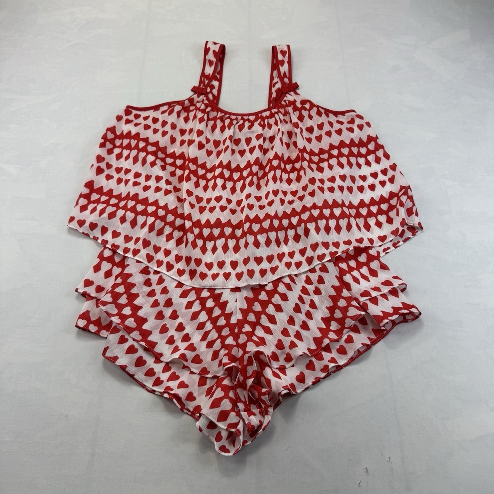 Kate Spade M Red White Heart Print Ruffle Romper Dream a Little Dream
